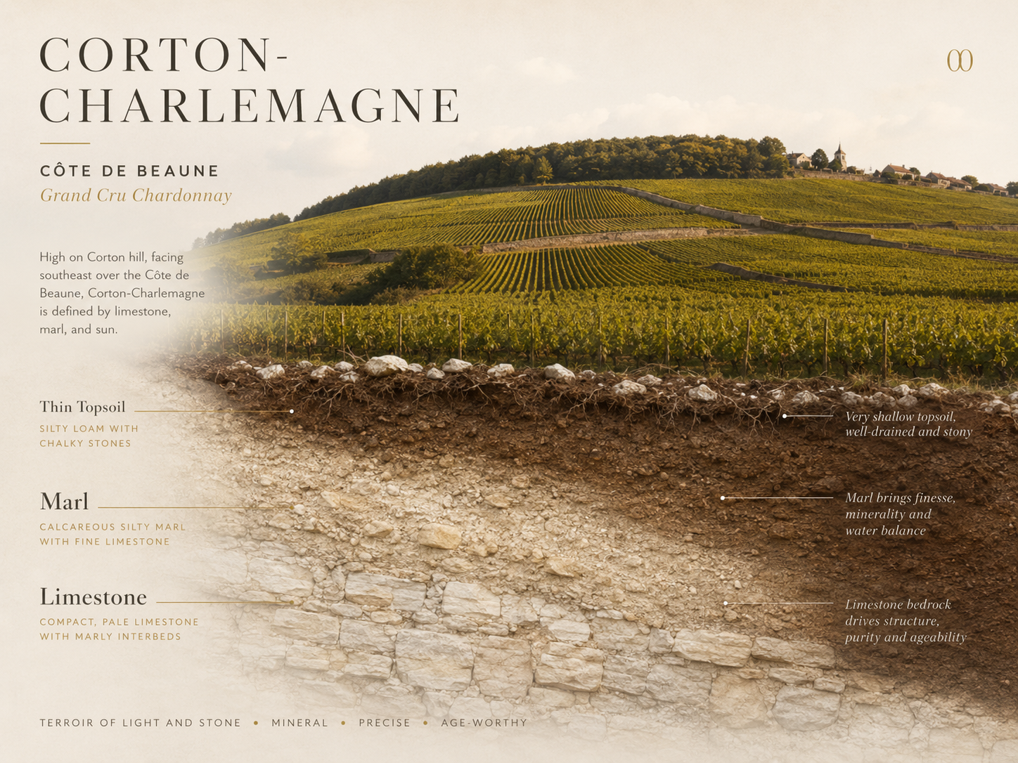 Corton-Charlemagne limestone and marl soils