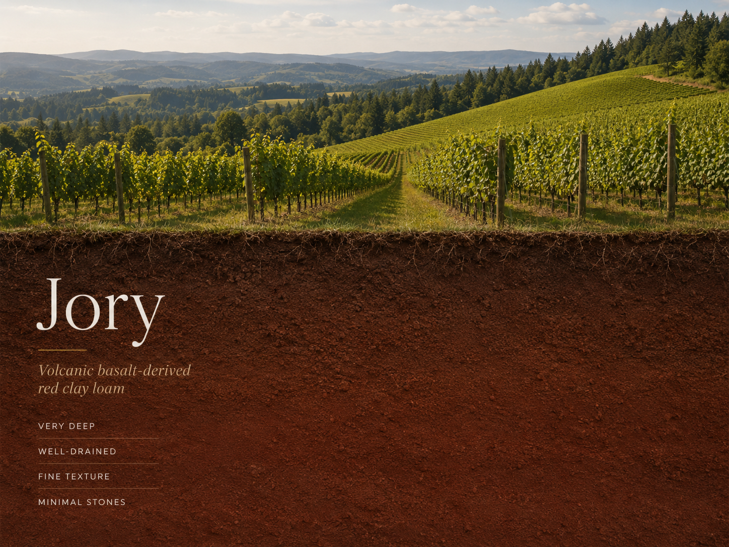 Wind-shaped Royer Vineyard soils