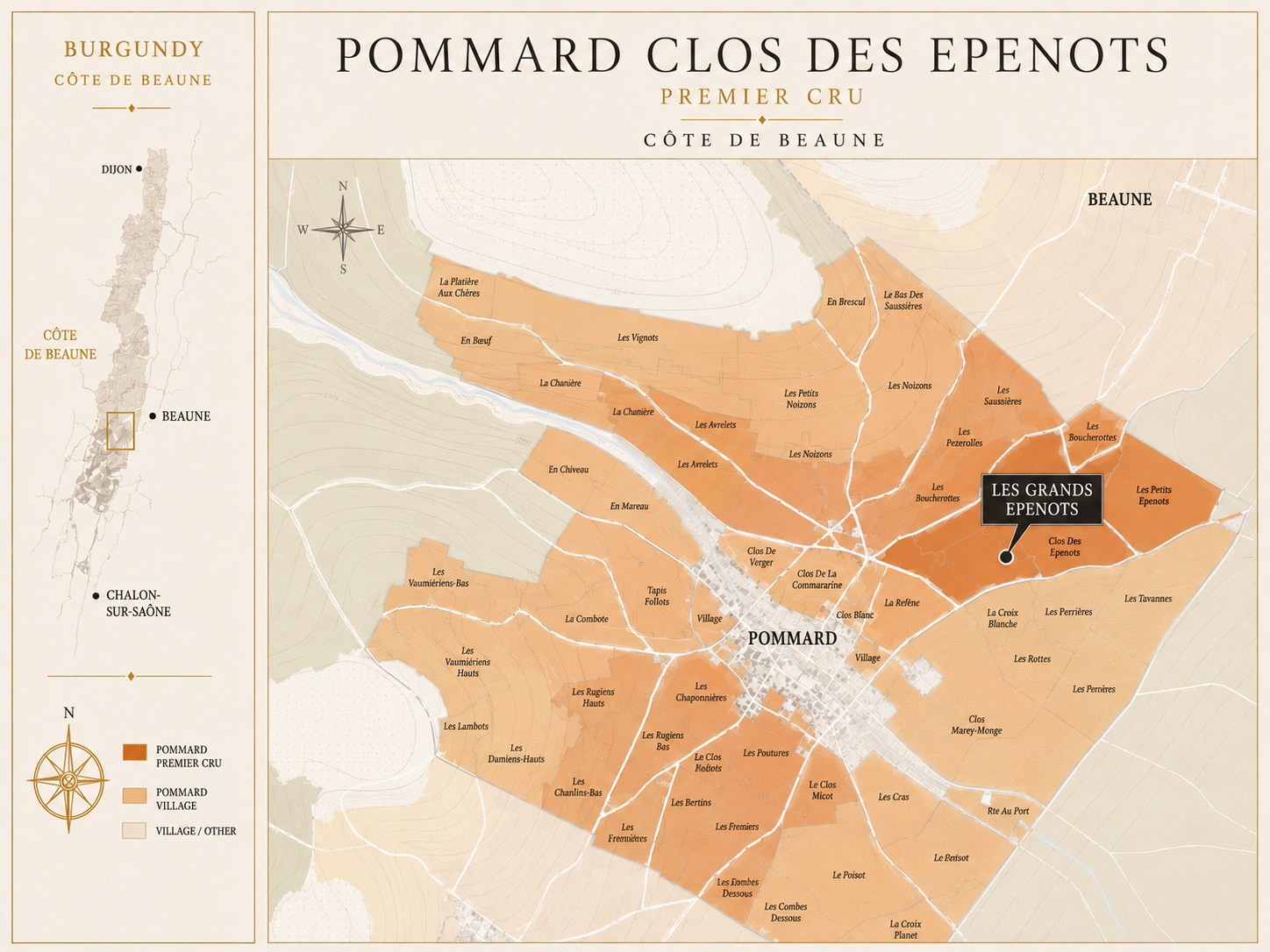 Pommard Clos des Épenots Premier Cru vineyard map