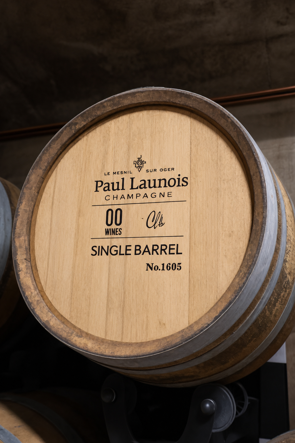 A single barrel in the Launois cellar