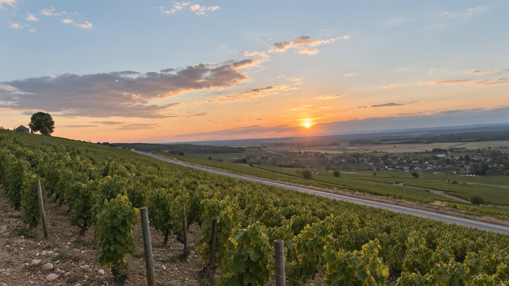 The view down the hill of Corton from the upper slope